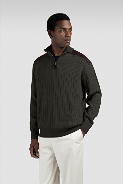 PAUL&SHARK MEN'S KNITTED CASHMERE WOOL ZIPPED SWEATER