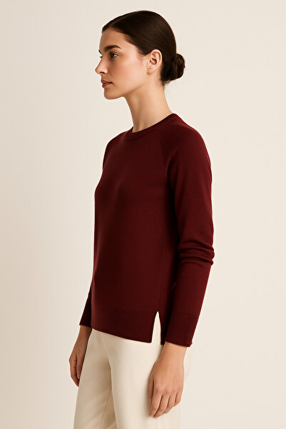 RTD&VLD Women's Crew Neck Skirt Slit Basic Knitwear Sweater