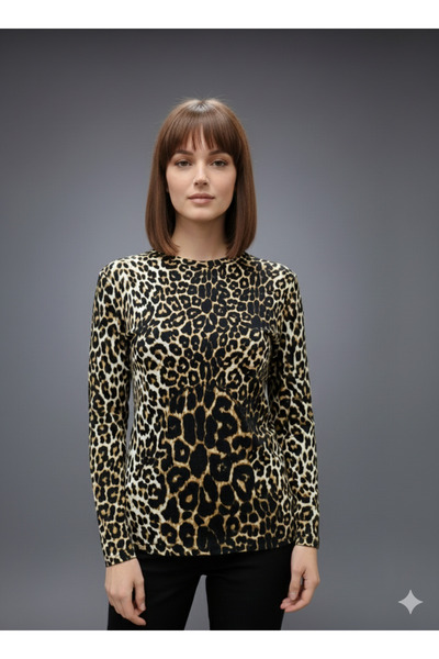 AŞMİ BLOUSE WITH LEOPARD PATTERN AT THE NECK