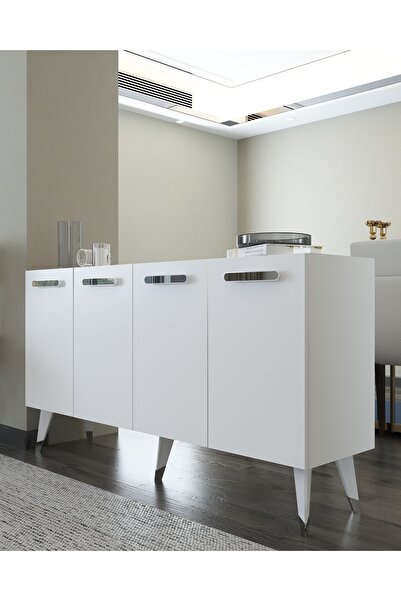 DEMONTE DECOR 8226-128DD KB150 KONSOL,TV ÜNİTESİ BEYAZ-GÜMÜŞ