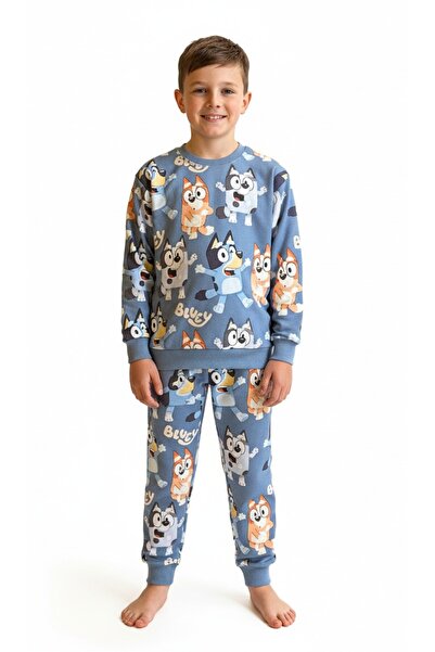 DANBİ Boy's 4,5,6,7,8 Years Old Three Thread Sh Fleece-Lined Winter Tracksuit Set