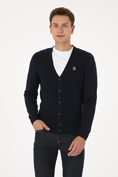 U.S. Polo Assn. Men's Navy Blue Basic Knit Cardigan 50307952-Vr033