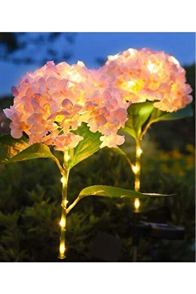 Generic 1 Set of 2 Solar Hydrangea Decorative Lights - Adjustable Warm White, Pink