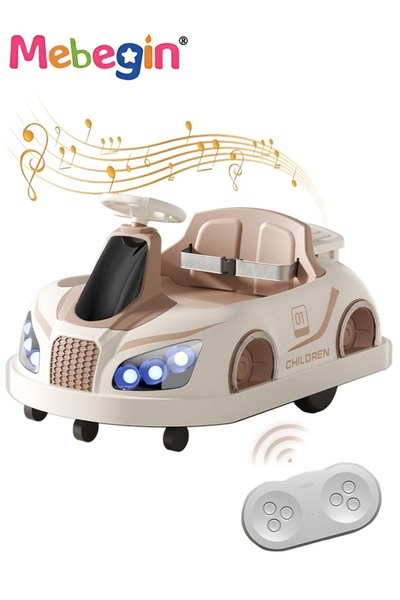 MEBEGIN لعبة ركوب كهربائية للأطفال مع حزام أمان، سيارة كهربائية للركوب مع مقعدين ومساحة تخزين، آمنة