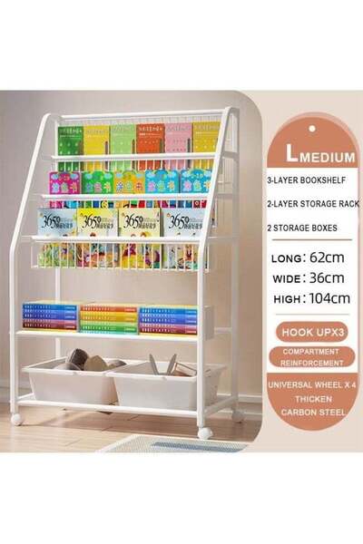 BLOOMING TIME Children's Bookshelf Kids Toy Organizer with 2 Organizer Boxes ...
