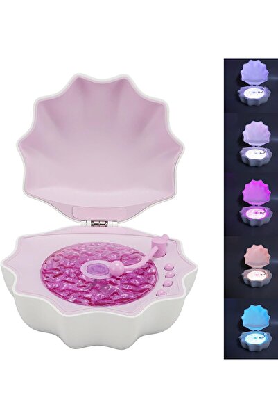 Generic 3-in-1 Shell Bluetooth Speaker Wave Projector Night Light White Noise Machine Ocean Lamp for Room