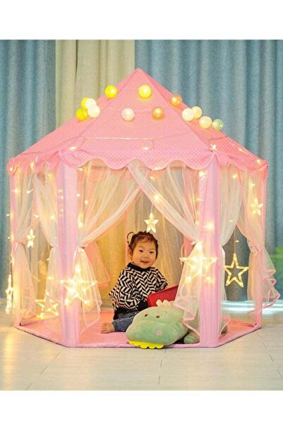 BLOOMING TIME Hexagonal Spire Princess Game Tent, Game House Tent, Tulle Mosquito Proof Indoor And Outdoor Can Be