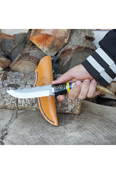 kösemehmet Koleksiyonluk ve Hediyelik Fenerbahçe Taraftar Bıçak - N690 Çelik- Geyik Boynuzu Sap