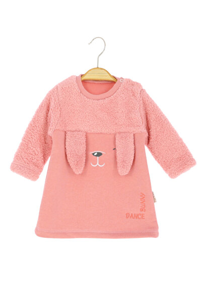 CRASSİ فستان طفلة رضيعة للرقص مطرز على شكل أرنب شتوي مبطن بالصوف