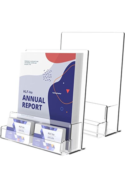 Slasa حامل كتيبات أكريليك (22×28 سم) مع حامل بطاقات، حامل أدبيات شفاف، عبوة م...