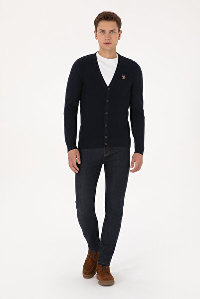 U.S. Polo Assn. Men's Navy Blue Basic Knit Cardigan 50307952-Vr033