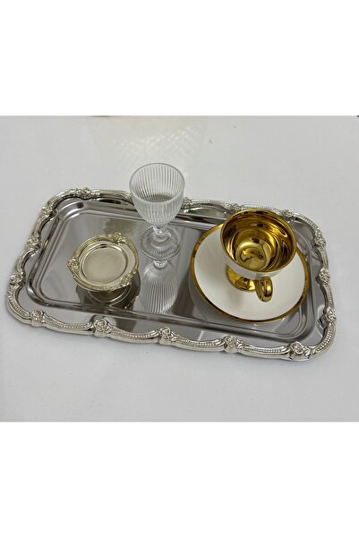 Elzemm store Stainless Steel 1 Piece Large Baton Model Silver Frame Presentation Tray