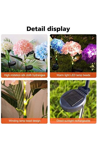Generic 1 Set of 2 Solar Hydrangea Decorative Lights - Adjustable Warm White, Pink