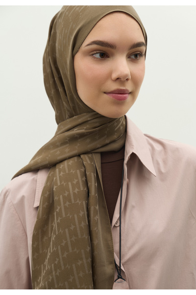Freshscarfs Monogram Cotton Flosh Jacquard Shawl Earth