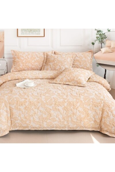 Casa de Vis Double Satin Cotton Bedding Set 180x200 cm, 6-piece, Elastic, Emb...