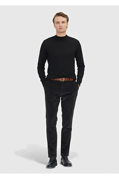 Ramsey Μαύρο πουλόβερ με μισό ζιβάγκο από 100% μαλλί πλεκτό