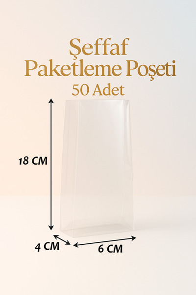 FATİHSAN 6x4x18 Dip Körüklü OPP Poşet Şeffaf Paketleme Poşeti (50 Adet)