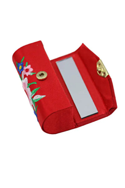 TChic Flower Pattern Satin Mirrored Lipstick Case