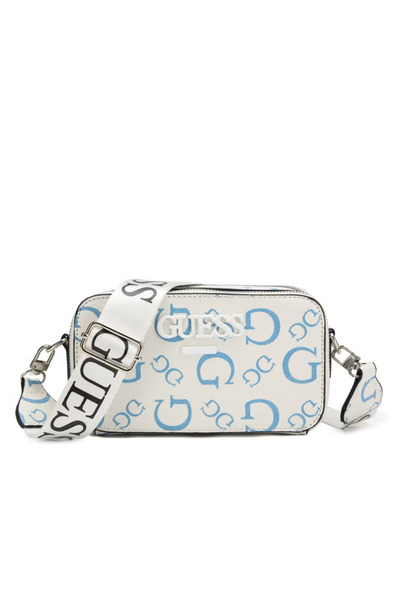 Guess Lewistown Double-Zip Logo Crossbody - White Logo