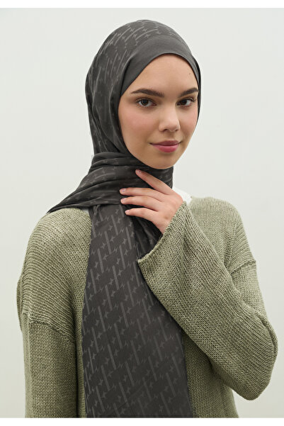Freshscarfs Monogram Cotton Floch Jacquard Shawl Dark Gray