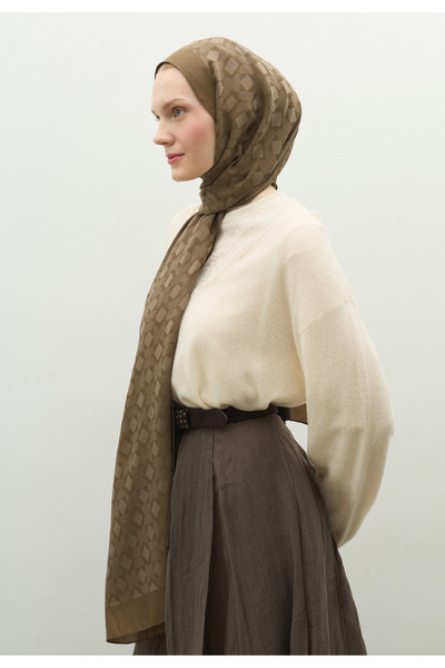 Fresh Oslo Cotton Flower Jacquard Shawl Earth