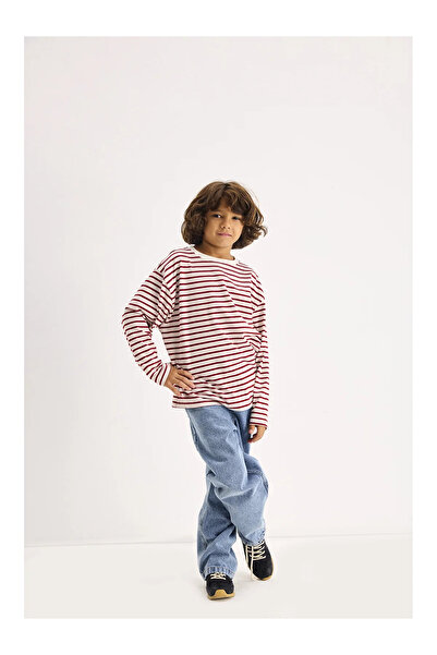 Marvy Burgundy Striped Long Sleeve Tshirt