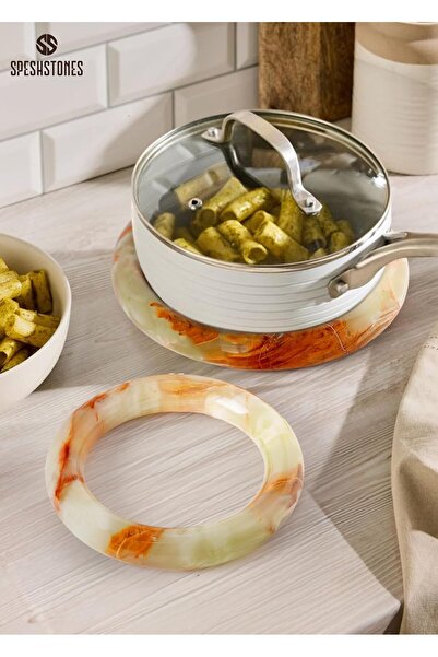 Radicaln Marble Trivet Set of 2 Green Handmade Pot Holders for Kitchen Decor & Hot Dishes