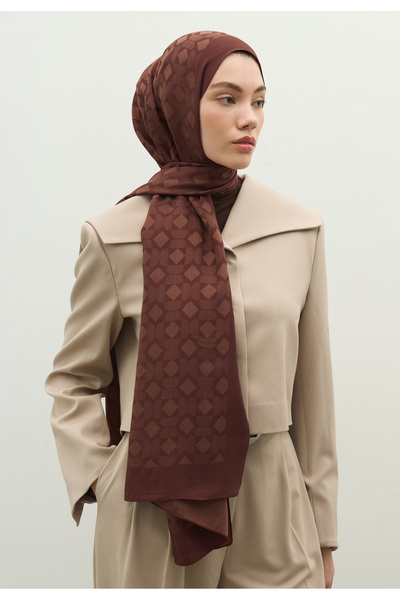 Fresh Oslo Cotton Flower Jacquard Shawl Tree Bark