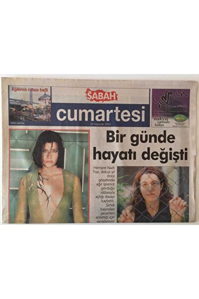 Sabah Gazetesi Cumartesi Eki 30 Haziran 2001 - Cüneyt Akeroğlu Kapak Giysileri Tasarlıyor Ve Baştan
