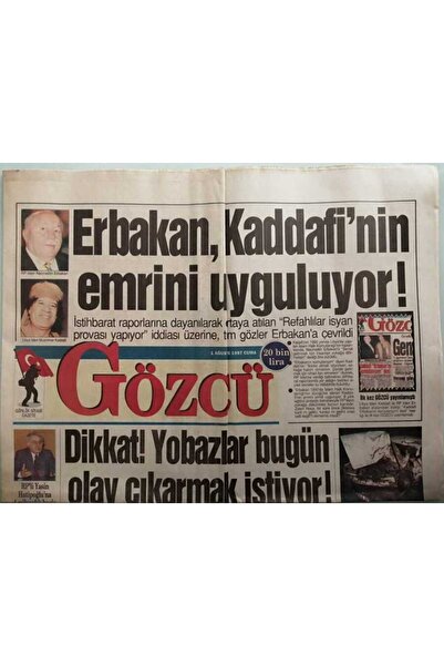 Gökçe Koleksiyon Gözcü Gazetesi 1 Ağustos 1997 Tabanca Tutukluk Yapınca Serpi...