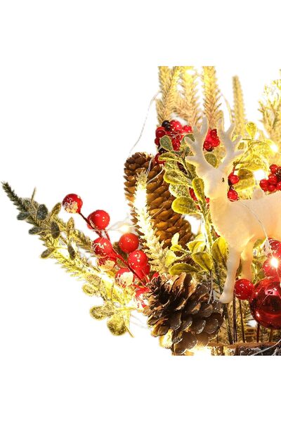 Generics MYELLU Xmas Small Lighted Tabletop Christmas Tree with Ornaments (Stump-Red, 27.9 cm)