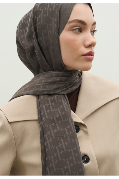 Freshscarfs Monogram Cotton Flosh Jacquard Shawl Smoke