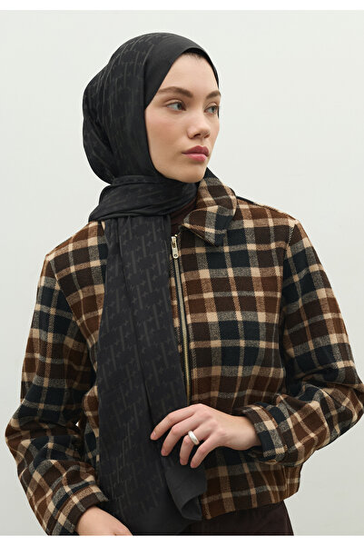 Freshscarfs Monogram Cotton Flosh Jacquard Shawl Anthracite