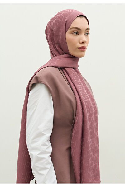 Freshscarfs Monogram Cotton Flosh Jacquard Shawl Dried Rose