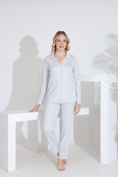 Evia Angelique 100% Cotton Front Buttoned Long Sleeve Women's Pajamas Set 21228-21229