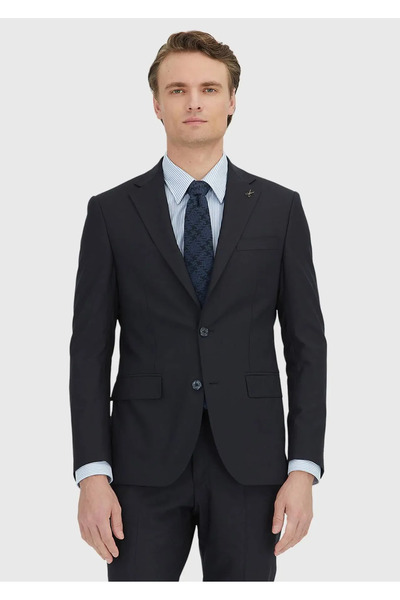 Ramsey Black Micro Modern Fit Wool Blended Suit
