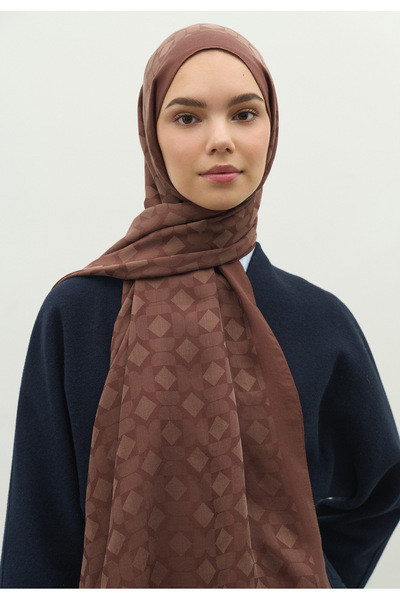 Fresh Oslo Cotton Flower Jacquard Shawl Cocoa