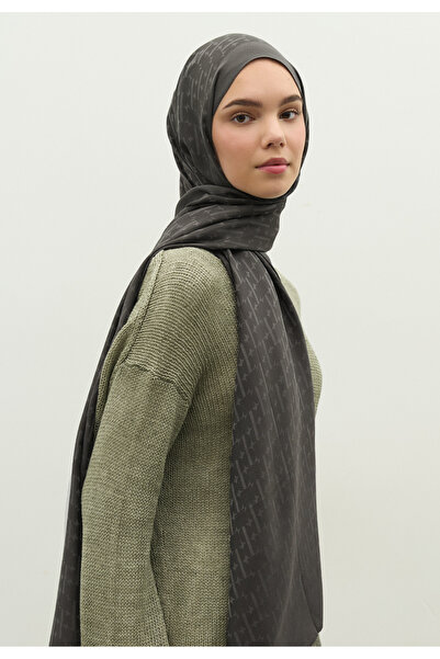 Freshscarfs Monogram Cotton Floch Jacquard Shawl Dark Gray