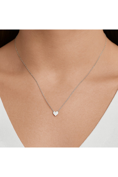 Fynbos Gümüş Renk Kalp Detaylı Kararmayan Çelik Zincir Kolye