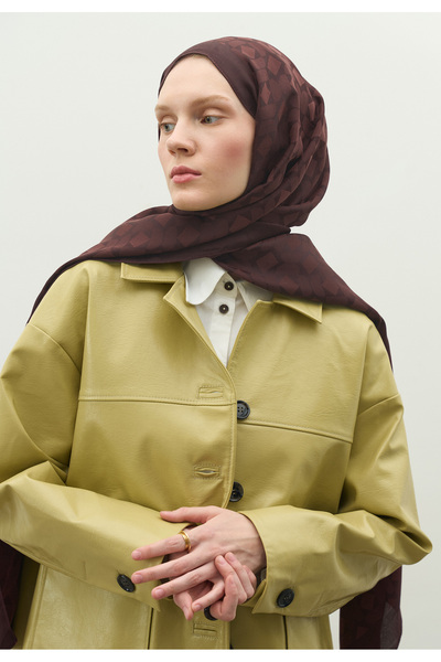 Fresh Oslo Cotton Flower Jacquard Shawl Red Brown