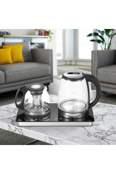Generic Ohigitecki Glass Tray Electric Kettle & Teapot Set, Digital Control, Keep-Warm (2.0L Kettle + 1.2L T