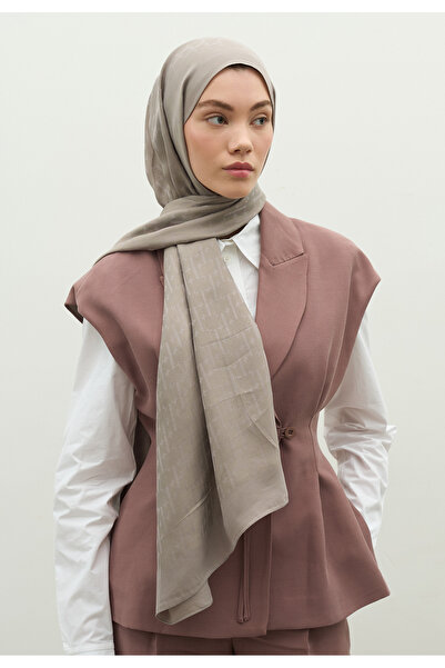 Freshscarfs Monogram Cotton Flosh Jacquard Shawl Silver