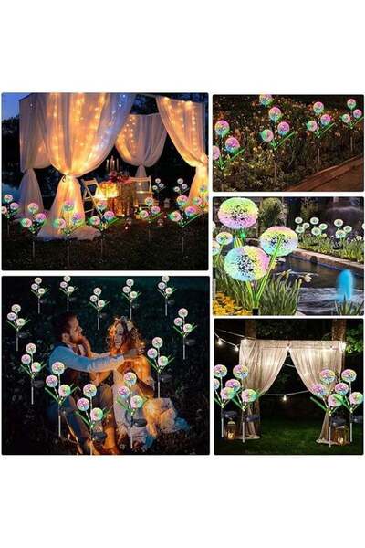 Generic 1 Set Of 2 Solar Dandelion Decorative Lights, Adjustable Lighting Type, Colorful Lighting, Can Decor