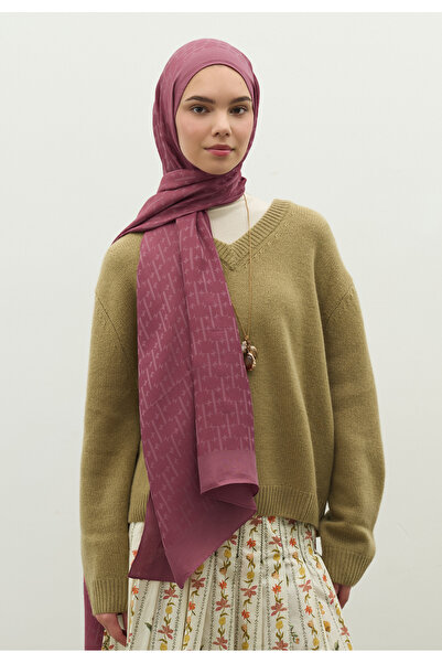 Freshscarfs Monogram Cotton Flosh Jacquard Shawl Vintage Rose