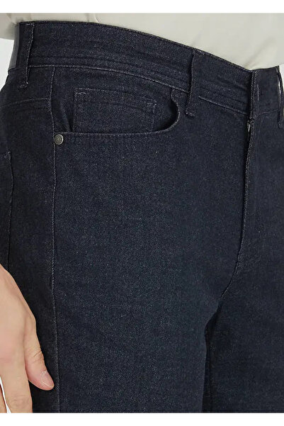 Ramsey Navy Blue Plain Woven Regular Fit Casual Cotton Blended Trousers