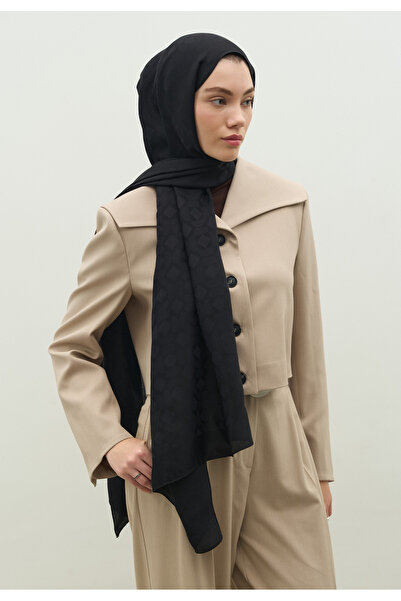 Fresh Oslo Cotton Flower Jacquard Shawl Black