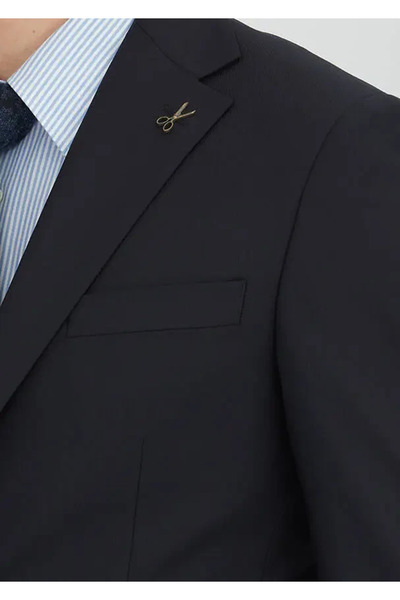 Ramsey Black Micro Modern Fit Wool Blended Suit