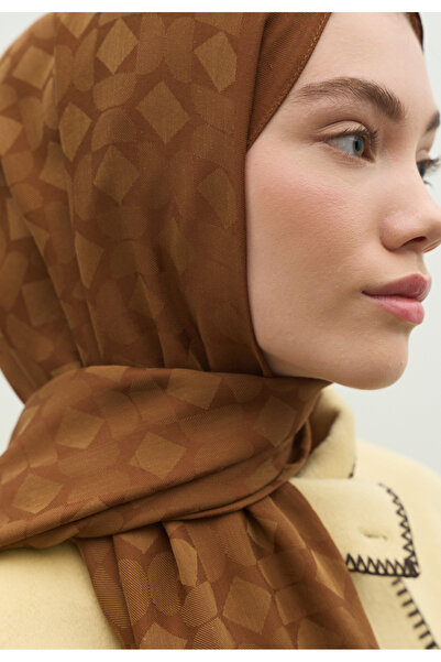 Fresh Oslo Cotton Flower Jacquard Shawl Walnut