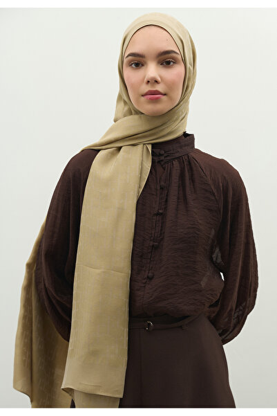 Freshscarfs Monogram Cotton Flosh Jacquard Shawl Mink