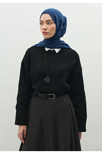 Fresh Oslo Cotton Flower Jacquard Shawl Indigo